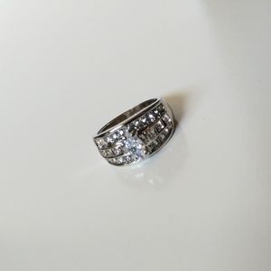 Faux Engagement Wedding Diamond Ring Band 6